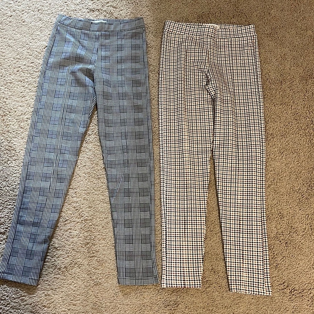 2 Zara girls plaid tight pants